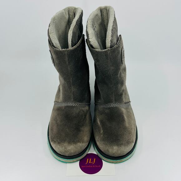 Sorel Girls Rylee Gray Waterproof Suede Winter Snow Boots NY1900-052 Size 5 - Picture 3 of 11